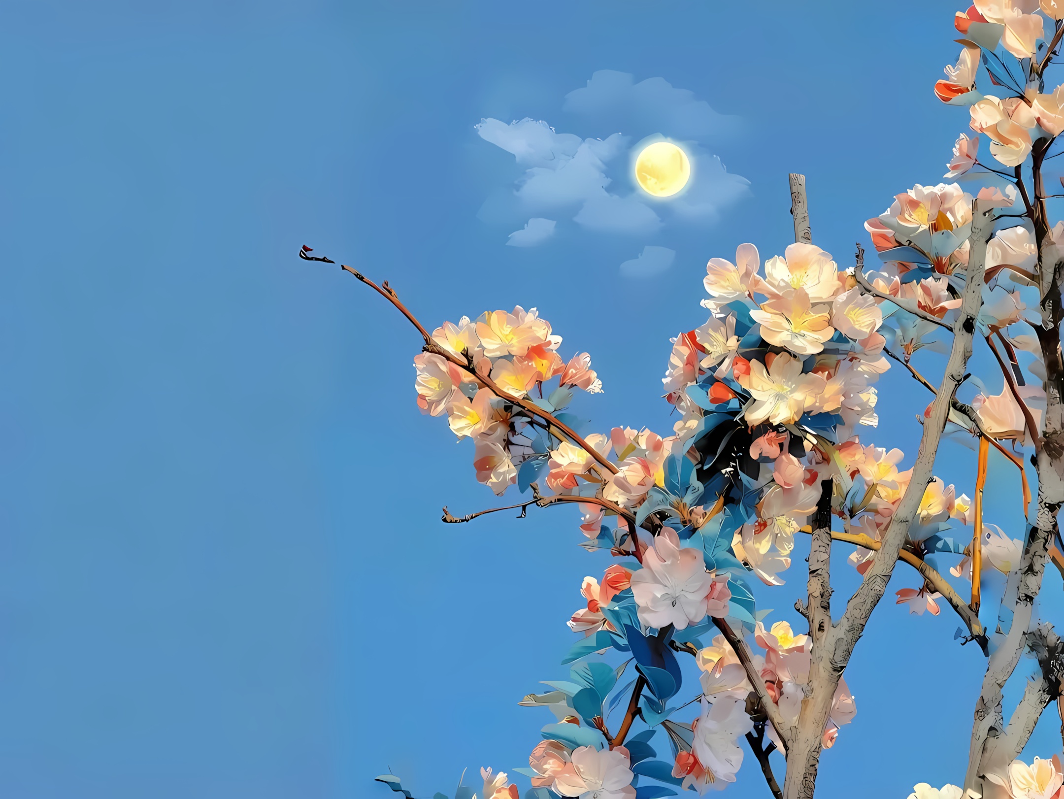 云层与春花